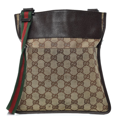 Gucci GG Monogram Web Messenger Crossbody Bag Dark Brown 1 of 12