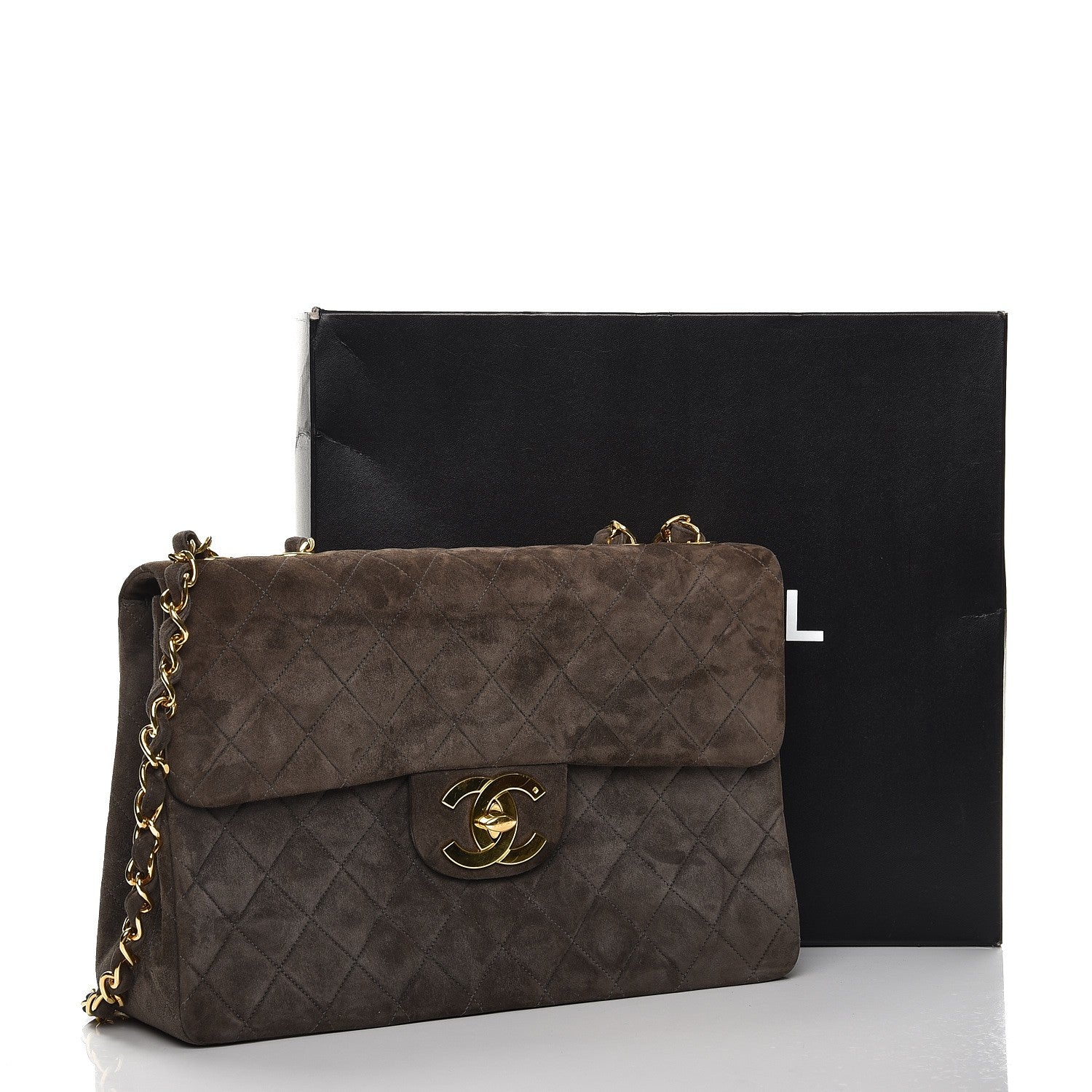 Chanel Suede Quilted Jumbo Single Flap Grey 10 of 10
