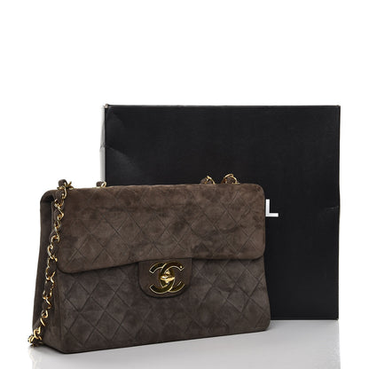 Chanel Suede Quilted Jumbo Single Flap Grey 10 of 10