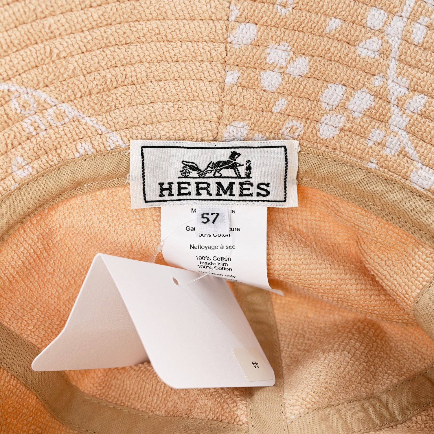 Hermes Terry Cloth Gia Bucket Hat 57 Sable Blanc 7 of 8