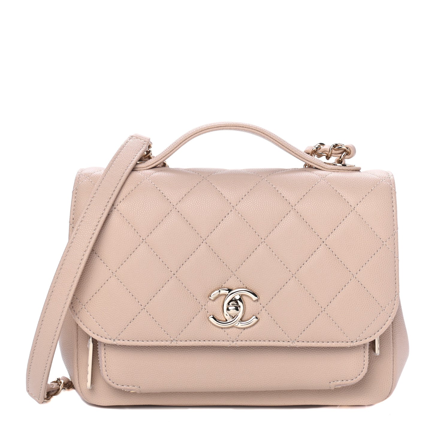 Caviar Quilted Medium Business Affinity Flap Beige