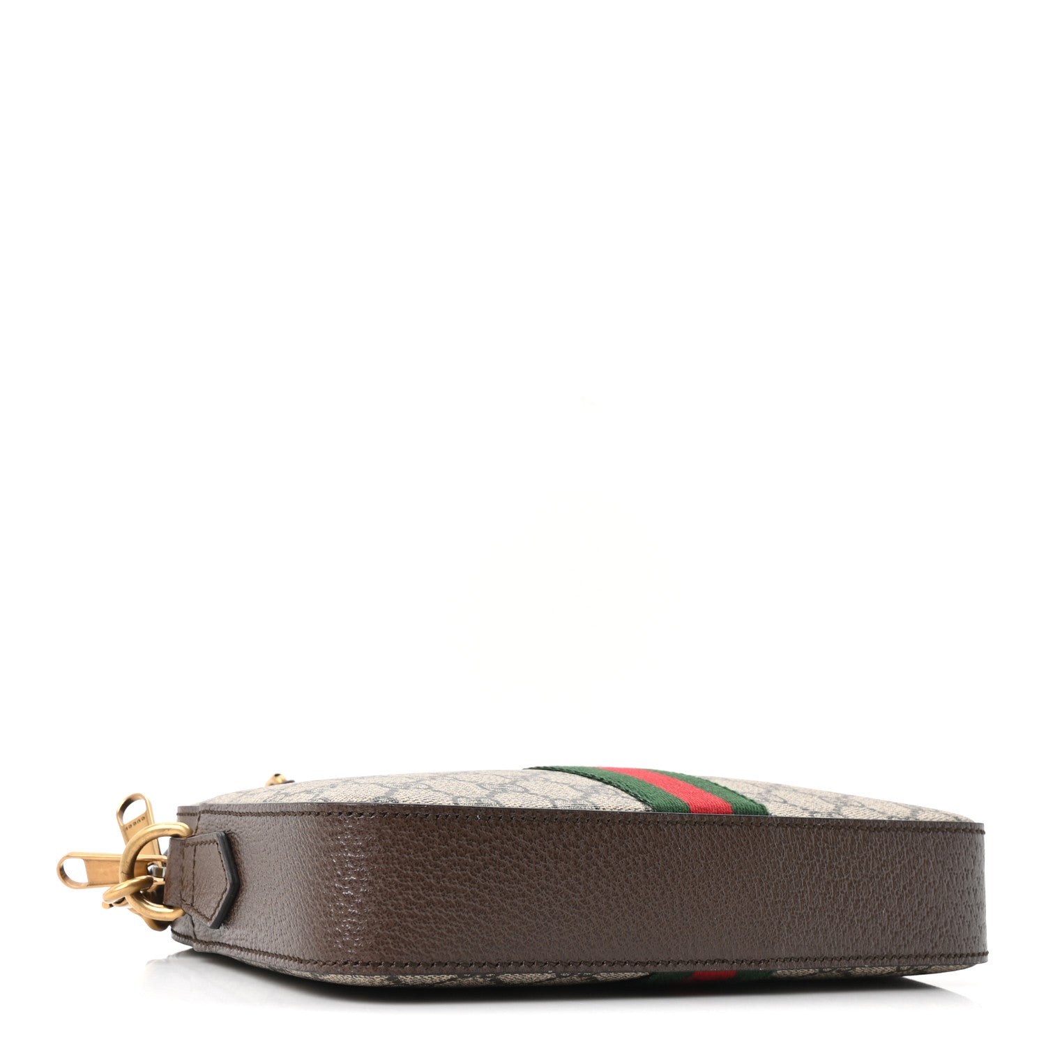 Gucci GG Supreme Monogram Textured Dollar Calfskin Web Ophidia Wristlet Shoulder Bag Beige Ebony New Acero 3 of 9