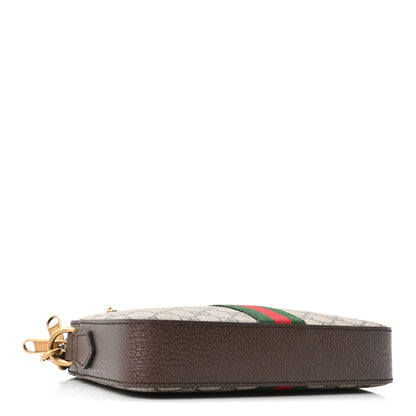 Gucci GG Supreme Monogram Textured Dollar Calfskin Web Ophidia Wristlet Shoulder Bag Beige Ebony New Acero 3 of 9