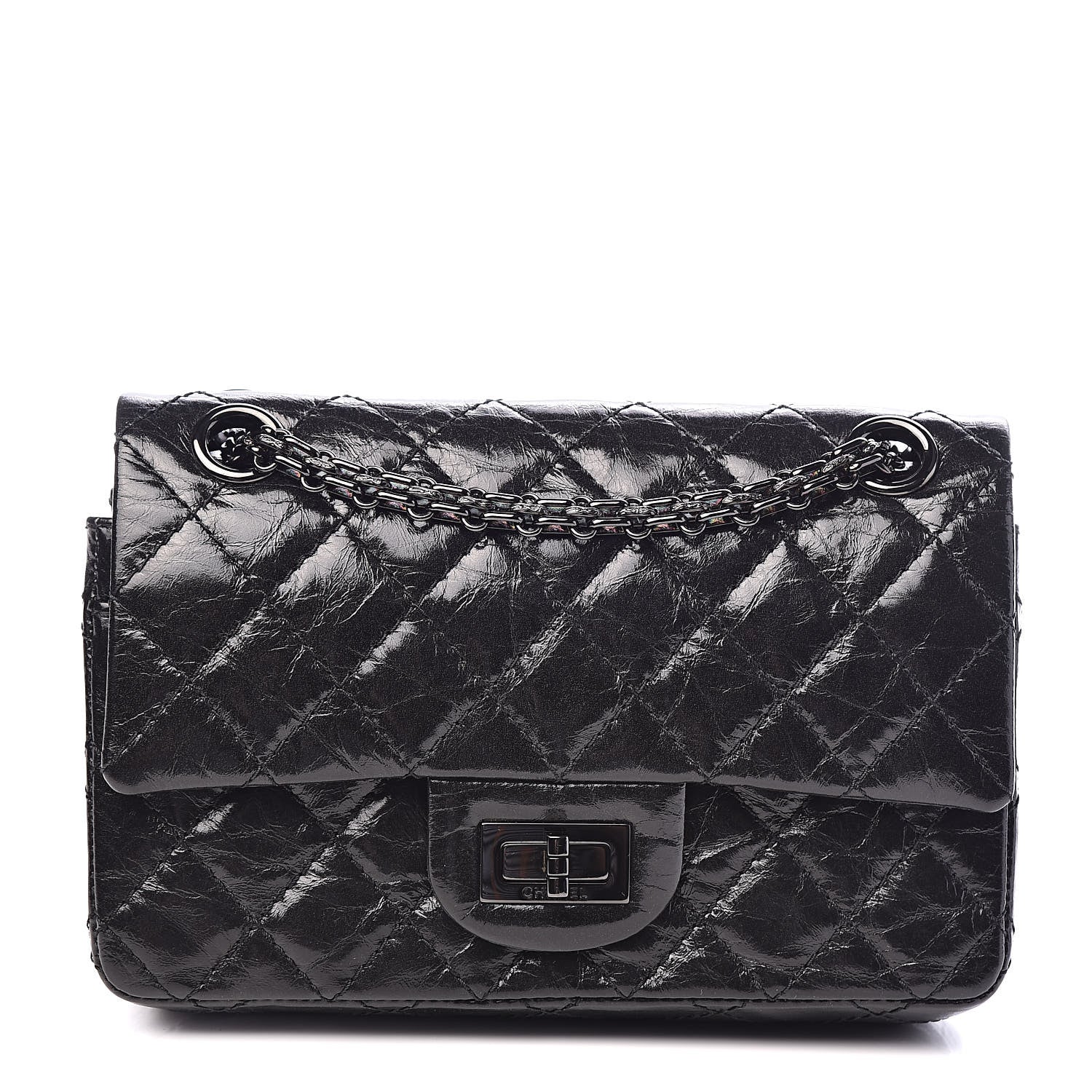 Chanel Shiny Aged Calfskin Quilted 2.55 Reissue 224 Flap So Black 1 of 10