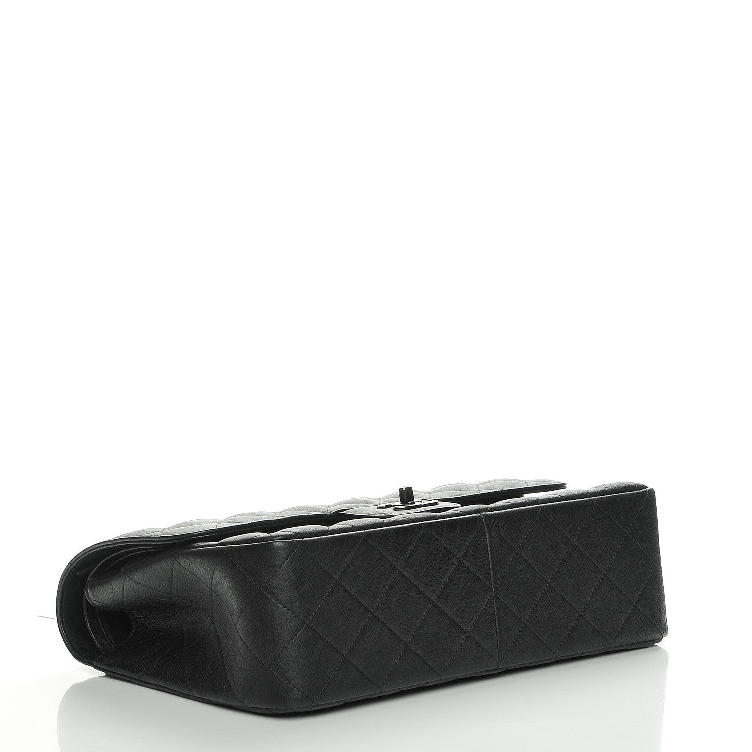 Chanel Crumpled Calfskin Quilted Jumbo Double Flap So Black 4 of 8