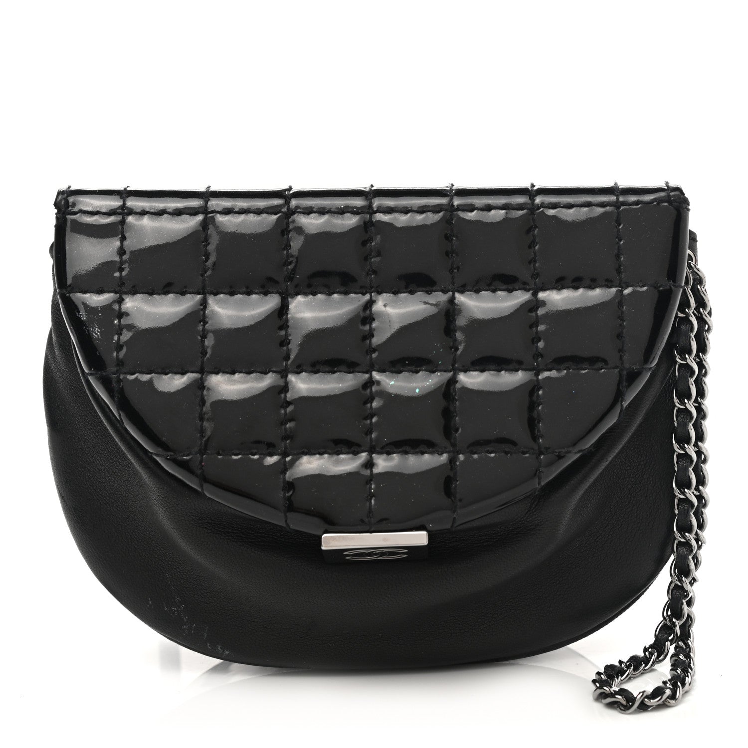 Chanel Patent Lambskin Chocolate Bar Flap Clutch Black 1 of 9