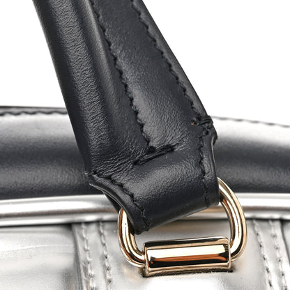 Christian Dior Padded Etoile Calfskin Embossed Medium Dior Vibe Zip Bowling Bag Silver Black 12 of 17