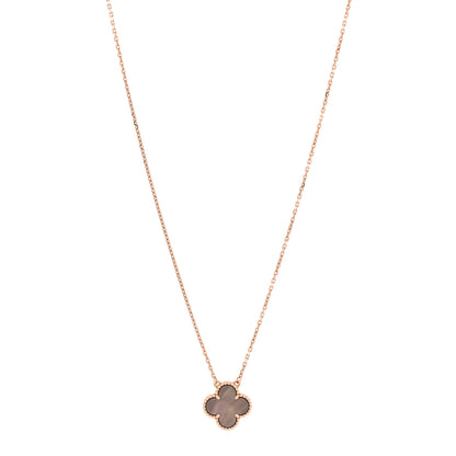 Van Cleef & Arpels 18K Rose Gold Gray Mother of Pearl Vintage Alhambra Pendant Necklace 1 of 7