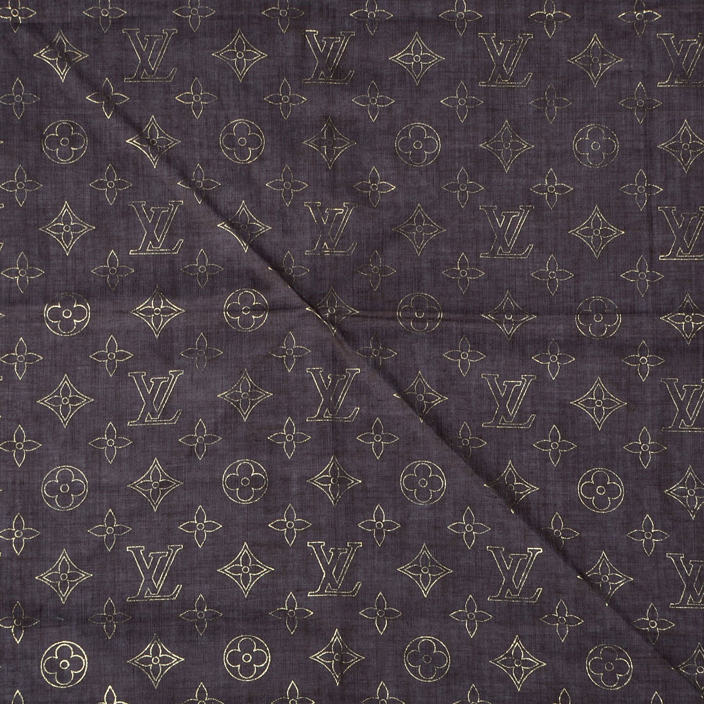 Cotton Monogram Scarf Brown and Gold