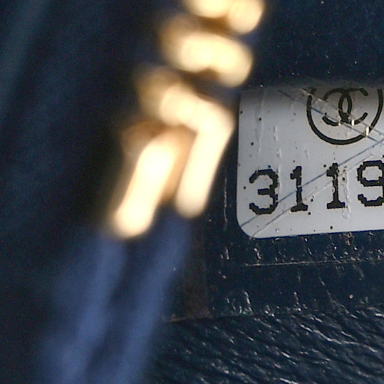 Caviar Lizard Embossed Quilted Small Coco Handle Flap Navy Blue