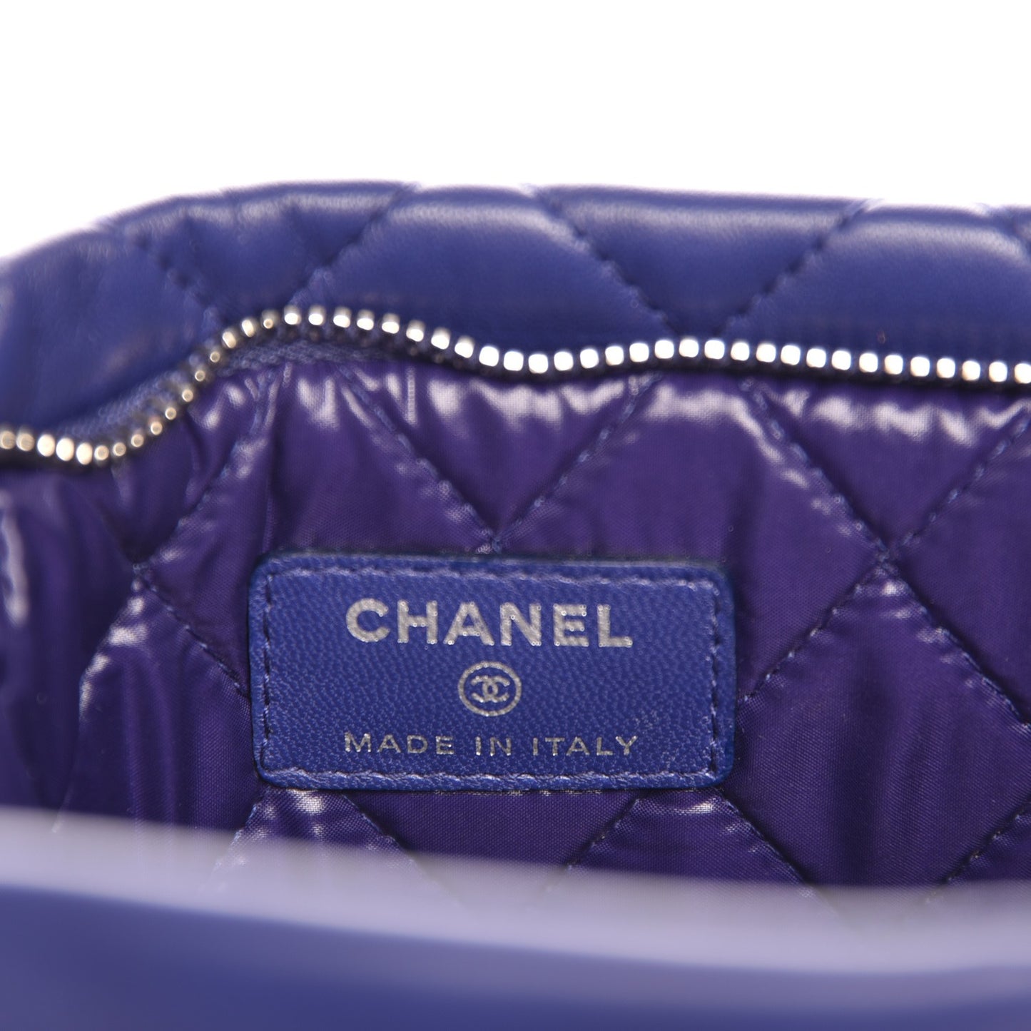 Lambskin Quilted CC Beauty Clutch Blue