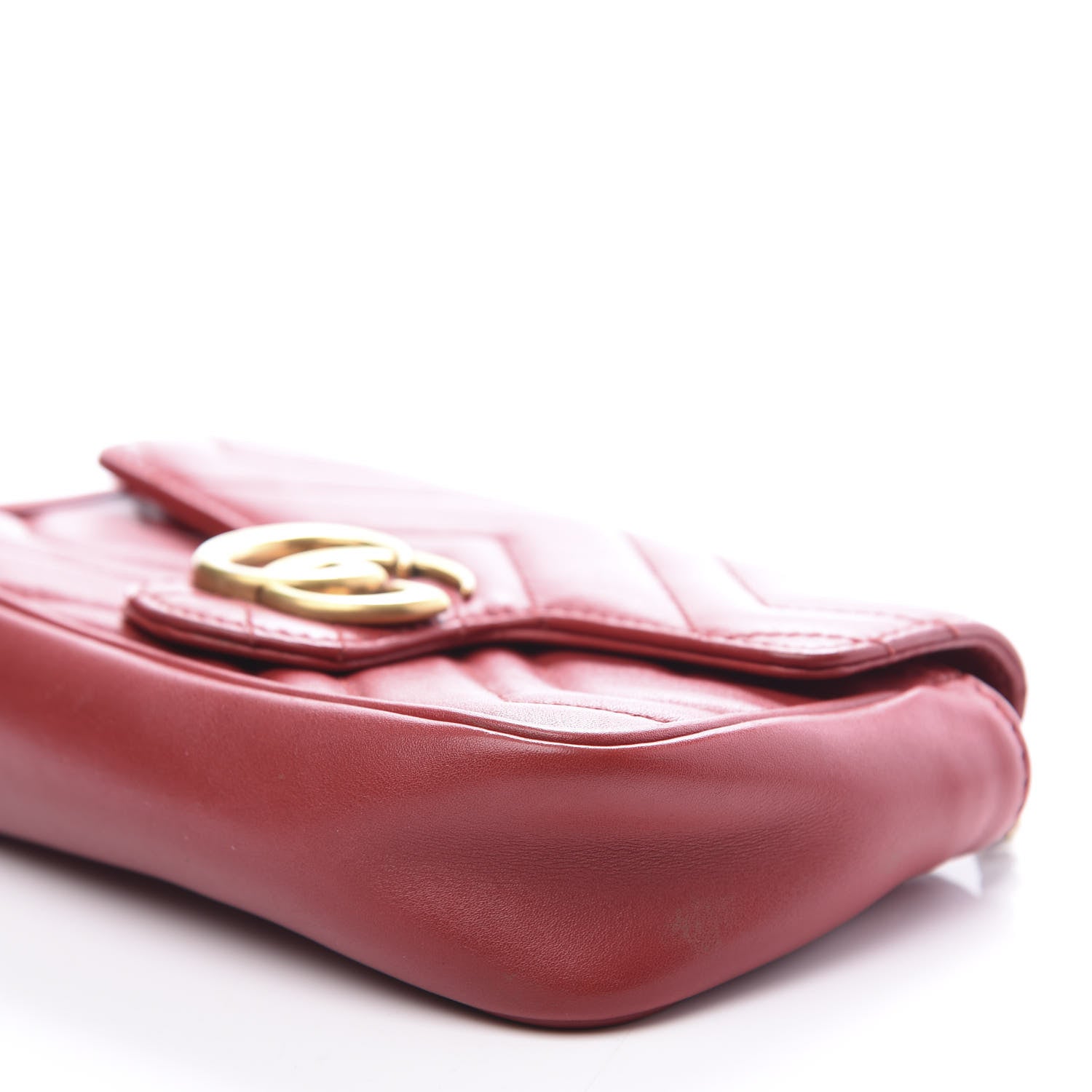 Gucci Calfskin Matelasse Super Mini GG Marmont Shoulder Bag Hibiscus Red 8 of 9