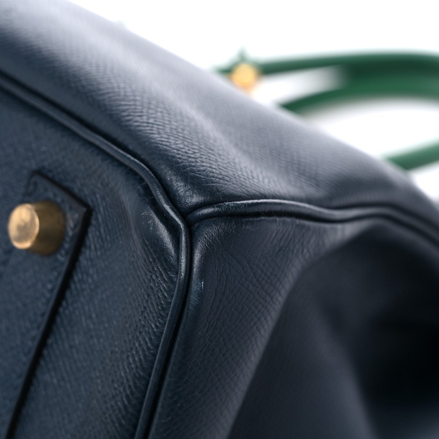 Hermes Courchevel Bi Color Birkin 35 Bleu Indigo Vert Clair 9 of 16