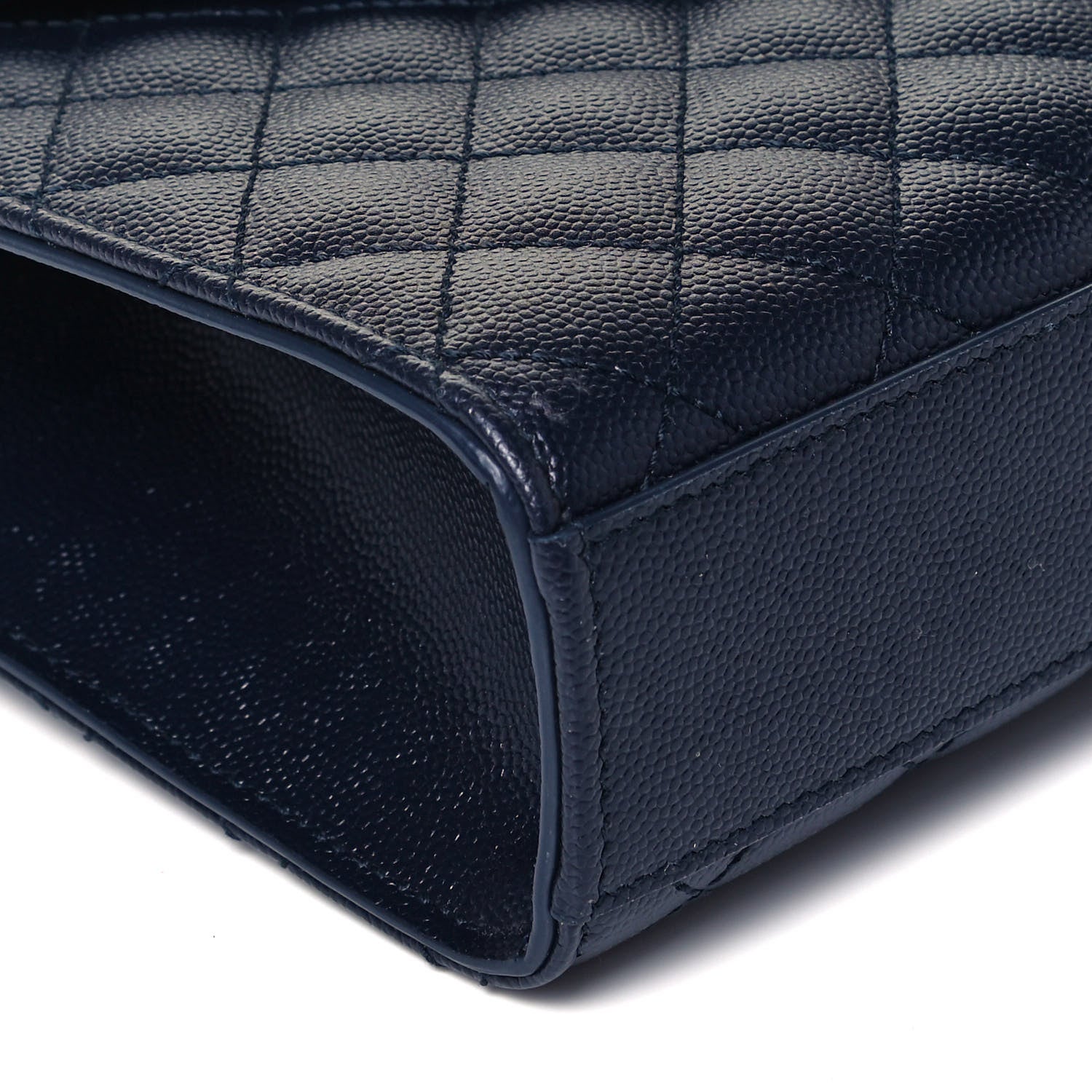Saint Laurent Grain De Poudre Textured Mixed Matelasse Triquilt Medium Monogram Satchel Deep Marine 6 of 7