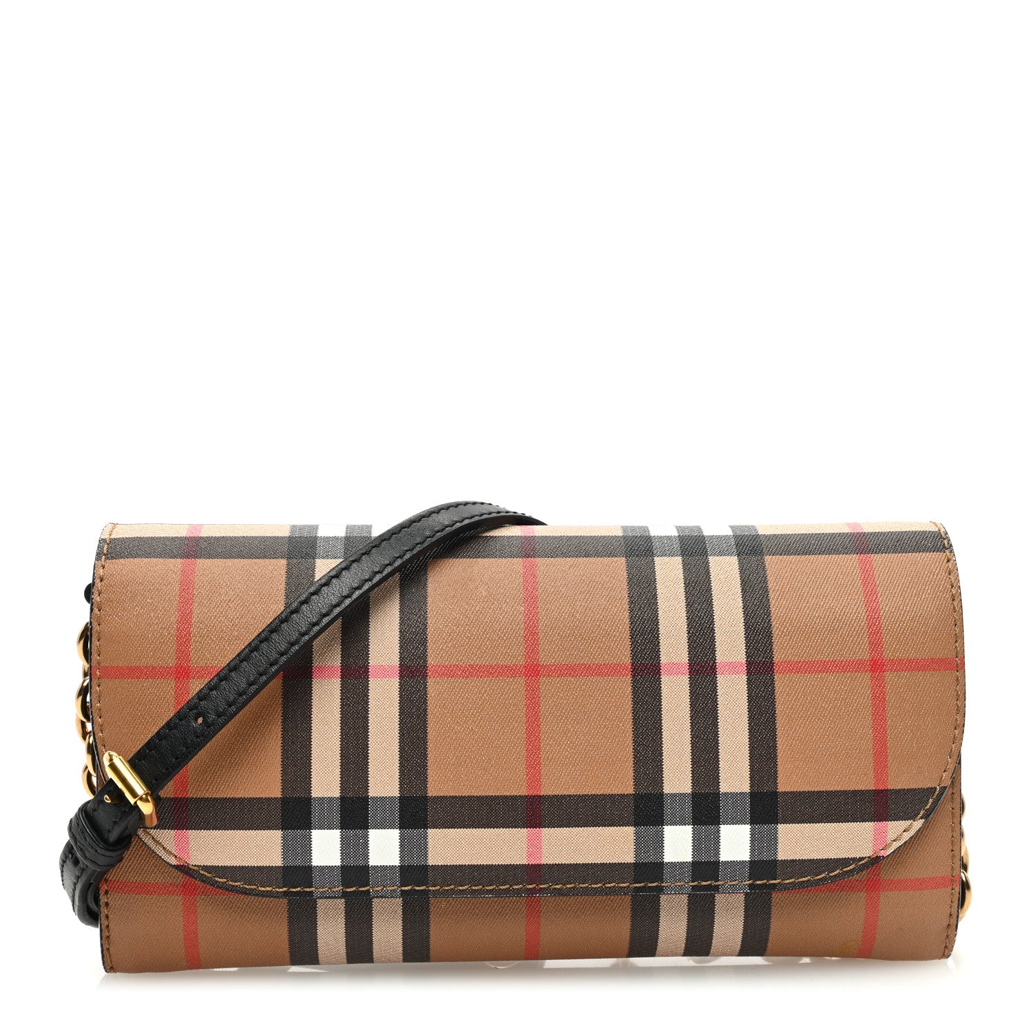 Burberry Vintage Check Henley Wallet On Chain Black 1 of 10