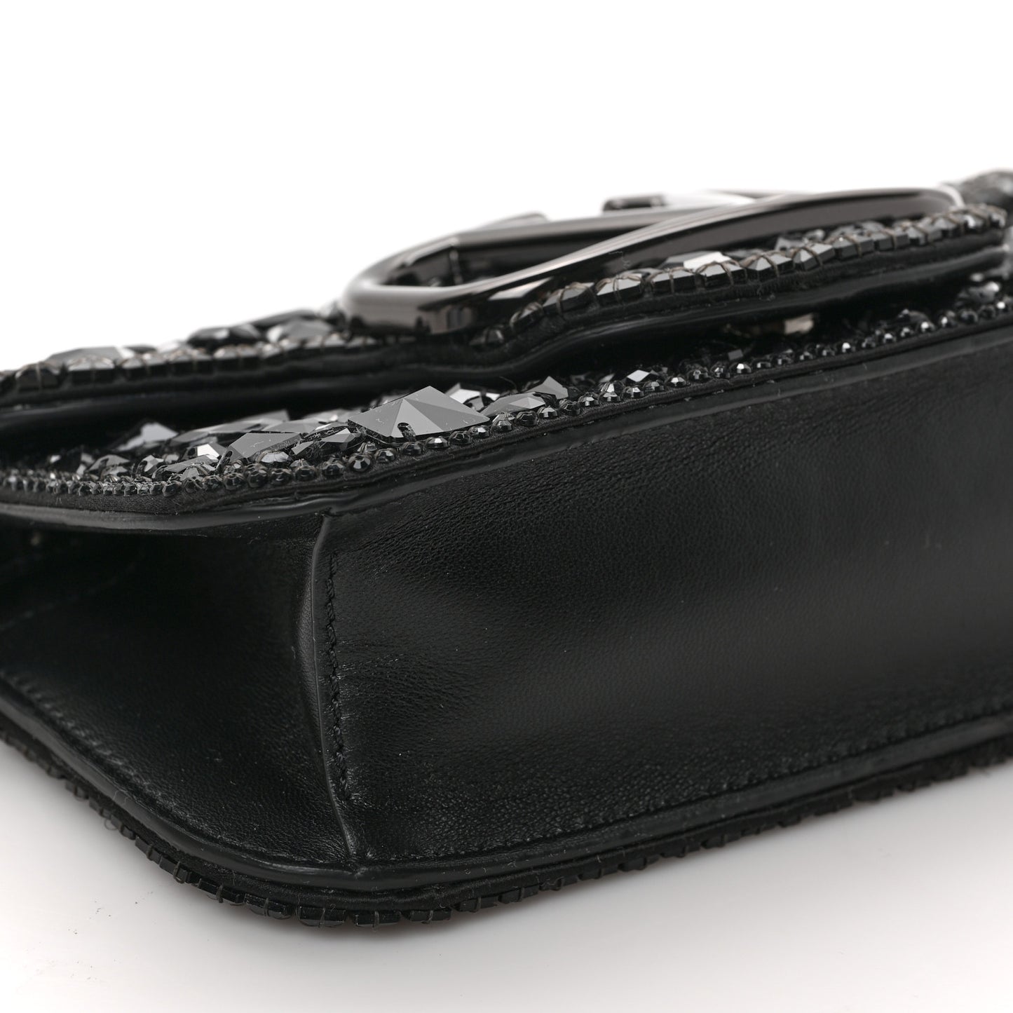 Crystal Nappa Monochrome Vlogo Small Loco Shoulder Bag Black