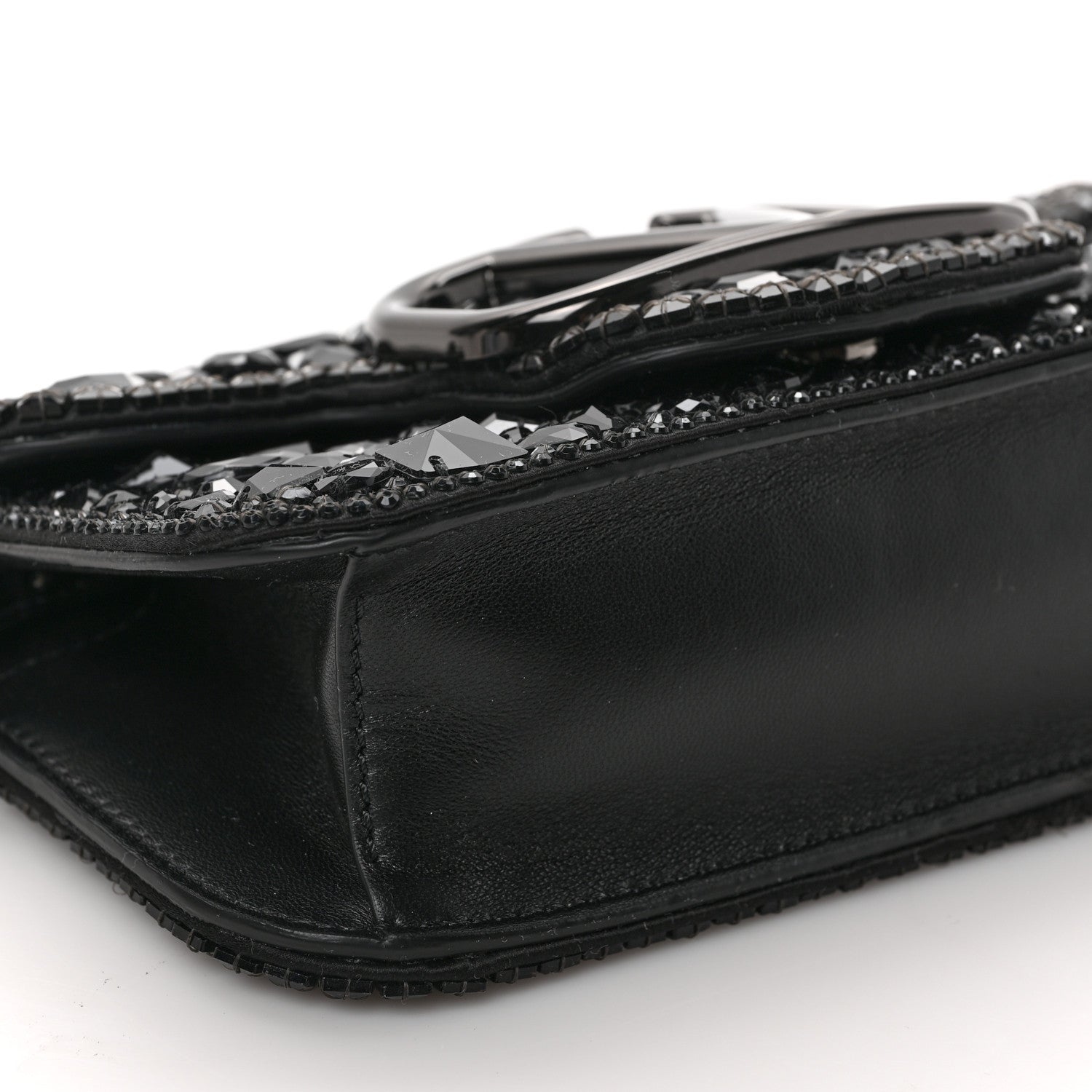 Valentino Garavani Crystal Nappa Monochrome Vlogo Small Loco Shoulder Bag Black 7 of 8