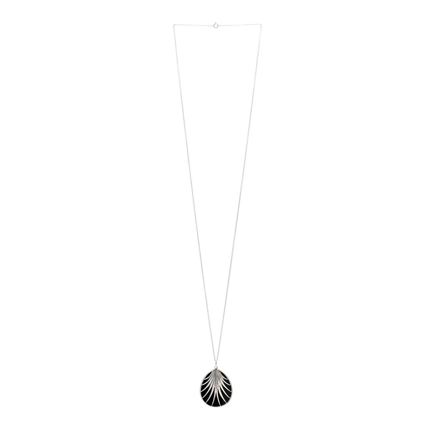 Sterling Silver Black Onyx Paloma Picasso Villa Palm Pendant Necklace