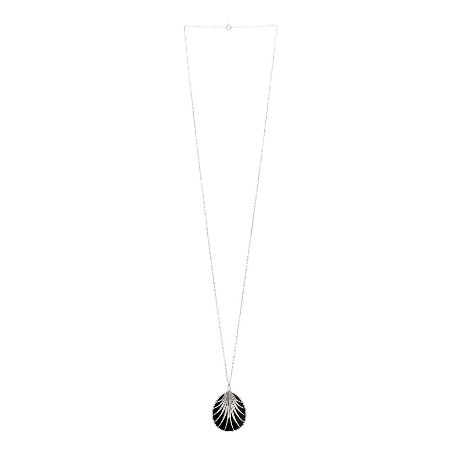 Tiffany Sterling Silver Black Onyx Paloma Picasso Villa Palm Pendant Necklace 3 of 5