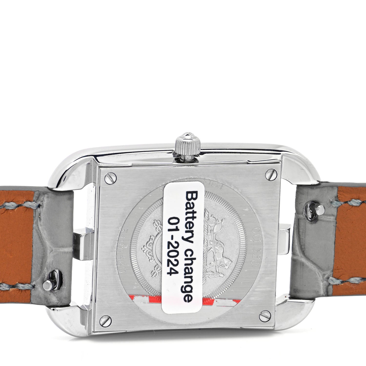 Hermes Stainless Steel Alligator Diamond Bezel 23mm Cape Cod Double Tour Chaine d'Ancre Joaillier Quartz Watch Gris Perle 4 of 5