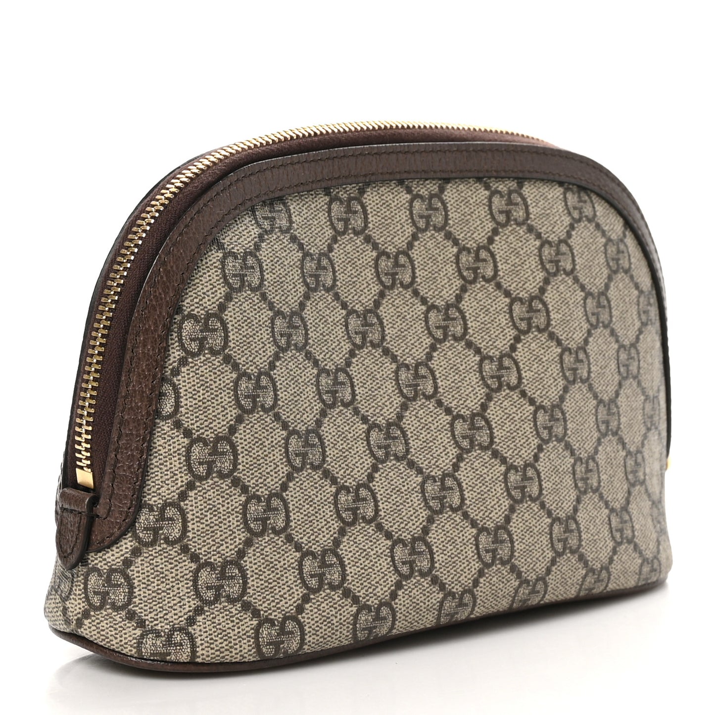 GG Supreme Monogram Textured Calfskin Web Large Ophidia Cosmetic Case Beige Ebony New Acero