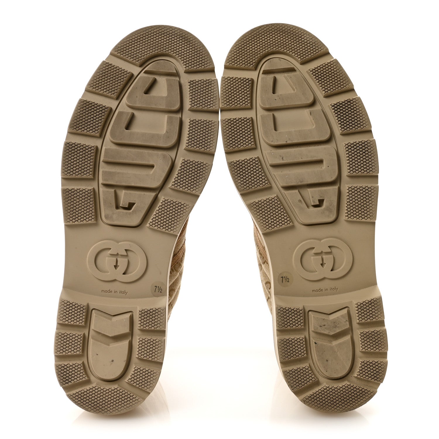 Gucci GG Monogram Web Mens Lug Sole Ankle Boots 7.5 New Sand 6 of 10