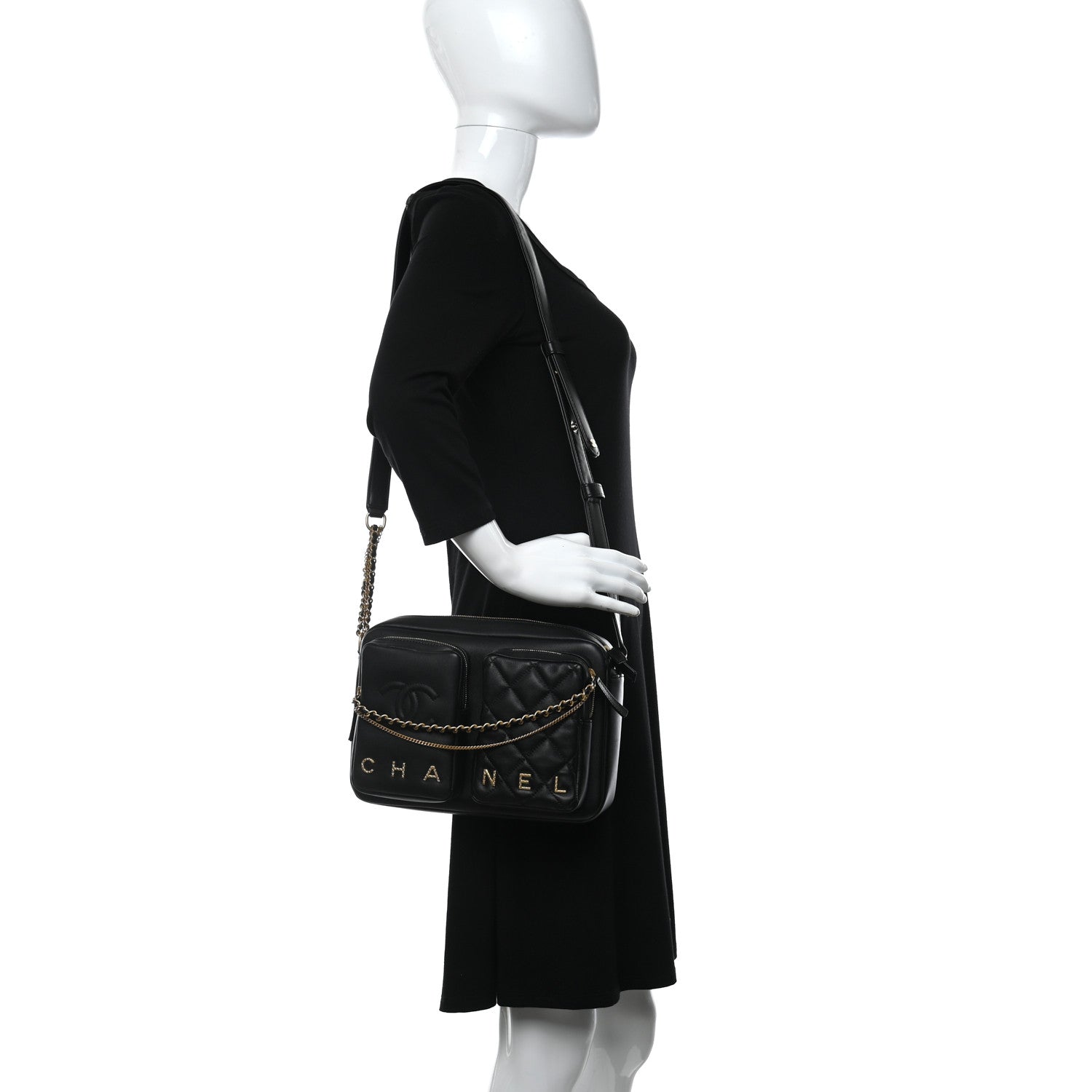 Chanel Calfskin Quilted Large Camera Case Black 1 of 13
