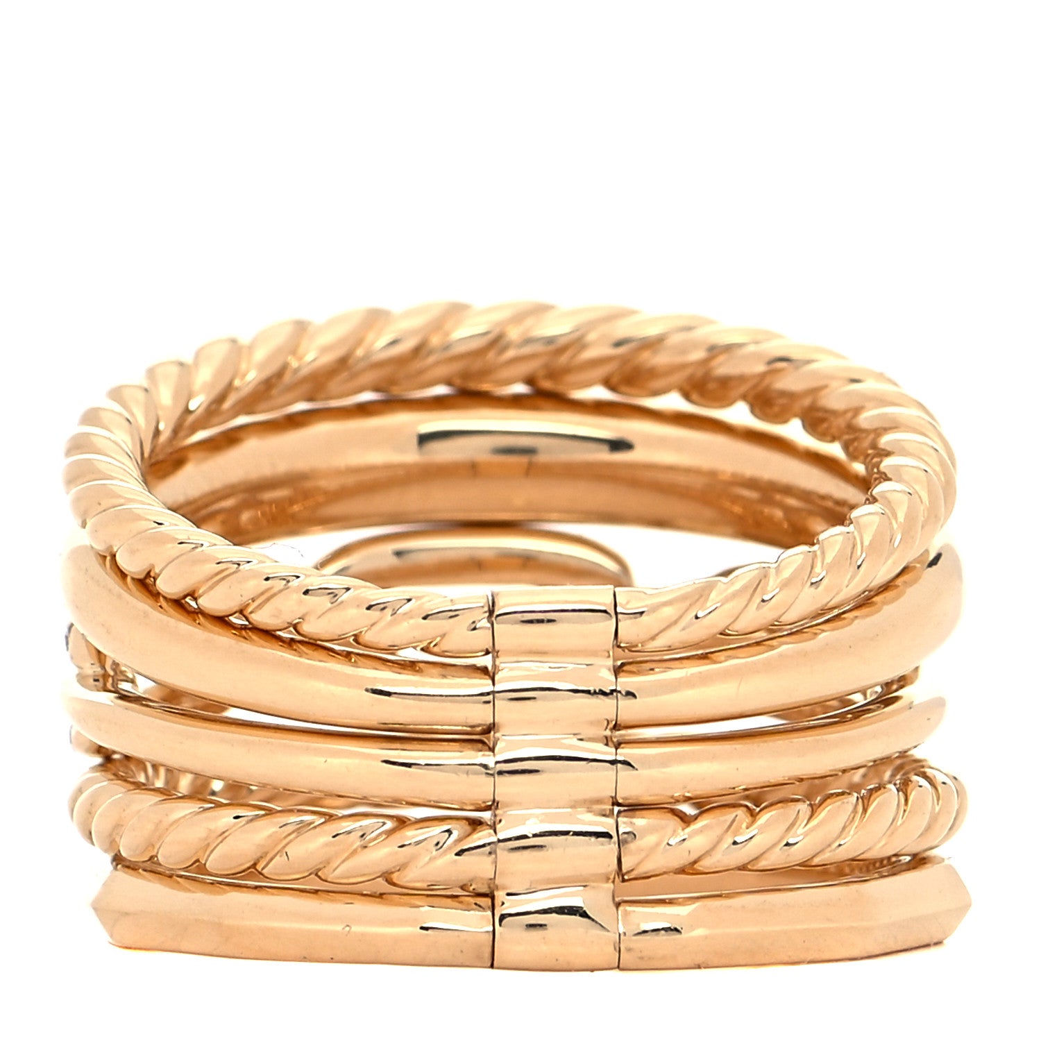 David Yurman 18K Yellow Gold Diamond 15mm Stax Five-Row Ring 54 7 3 of 5