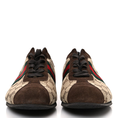 Gucci GG Monogram Suede Vintage Web Mens Sneakers 10.5 Dark Chestnut 3 of 11