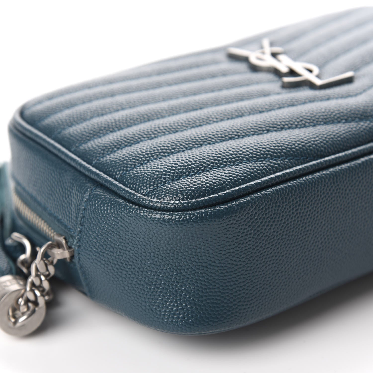 Saint Laurent Grain De Poudre Matelasse Monogram Mini Lou Camera Bag Petrol Green 6 of 11