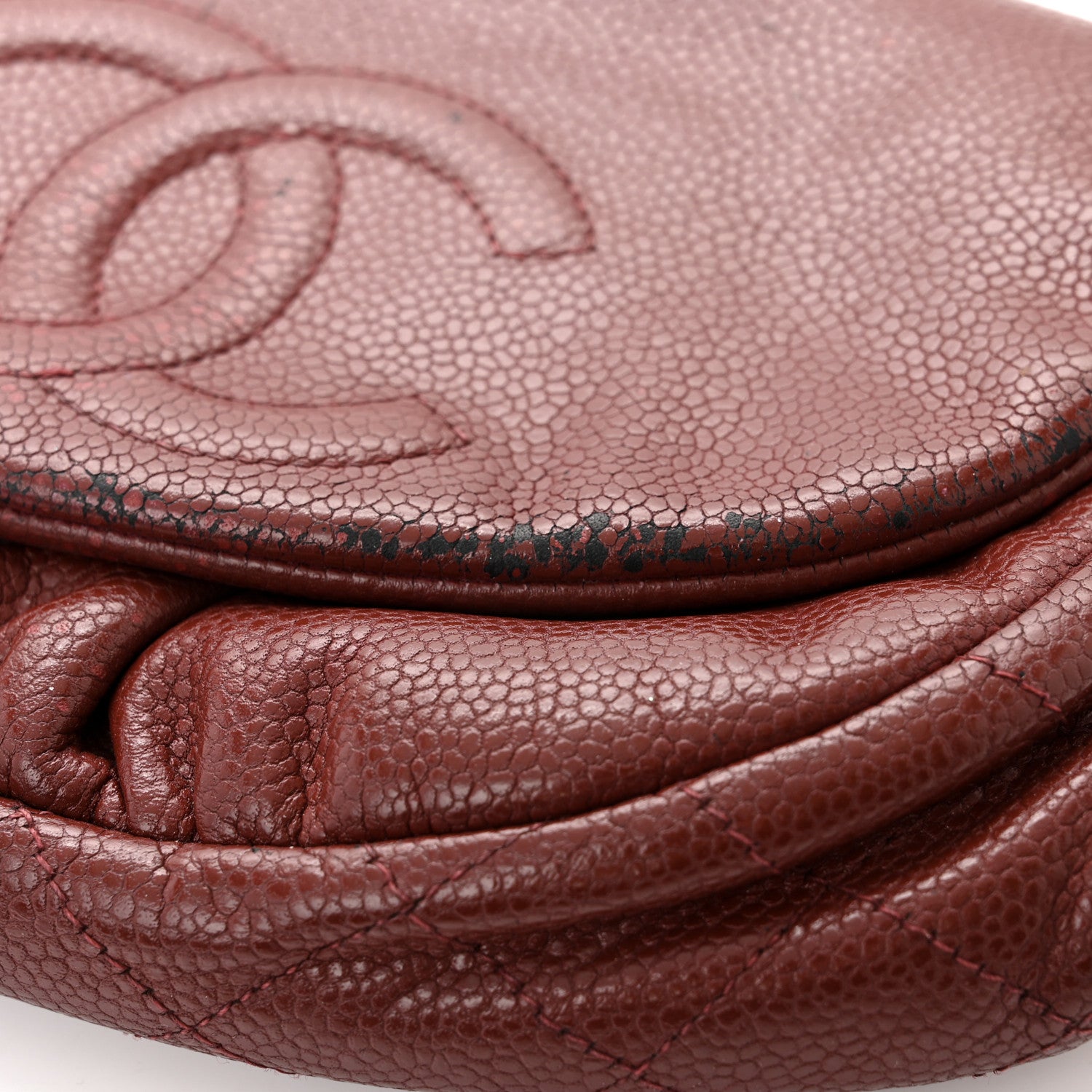 Chanel Caviar Half Moon Wallet On Chain WOC Dark Red 12 of 16