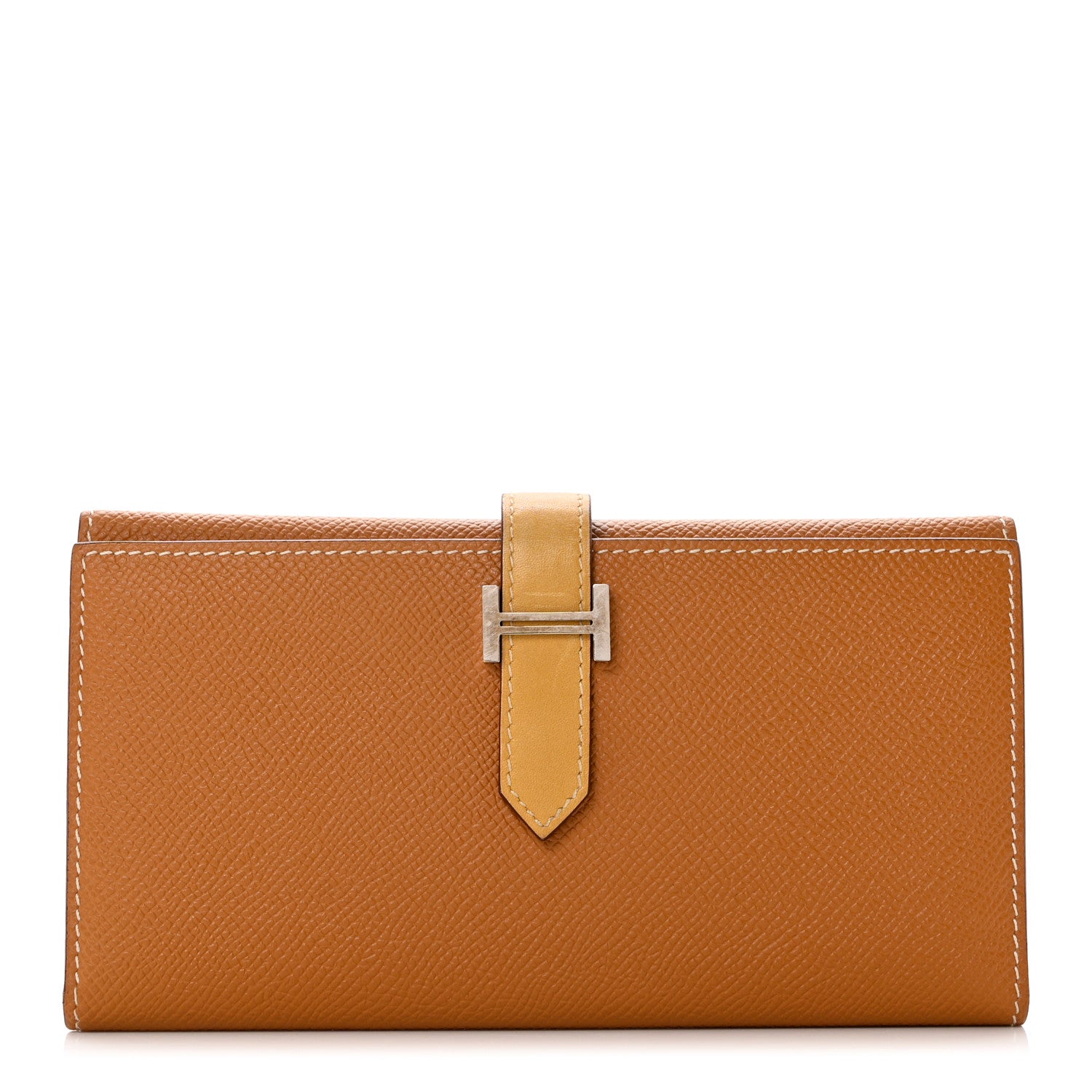 Hermes Epsom Vache Bi-Color Tri-Fold Bearn Wallet Gold Natural 1 of 9
