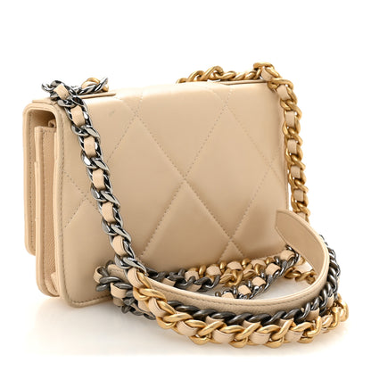 Chanel Lambskin Quilted Chanel 19 Wallet On Chain WOC Beige 3 of 11