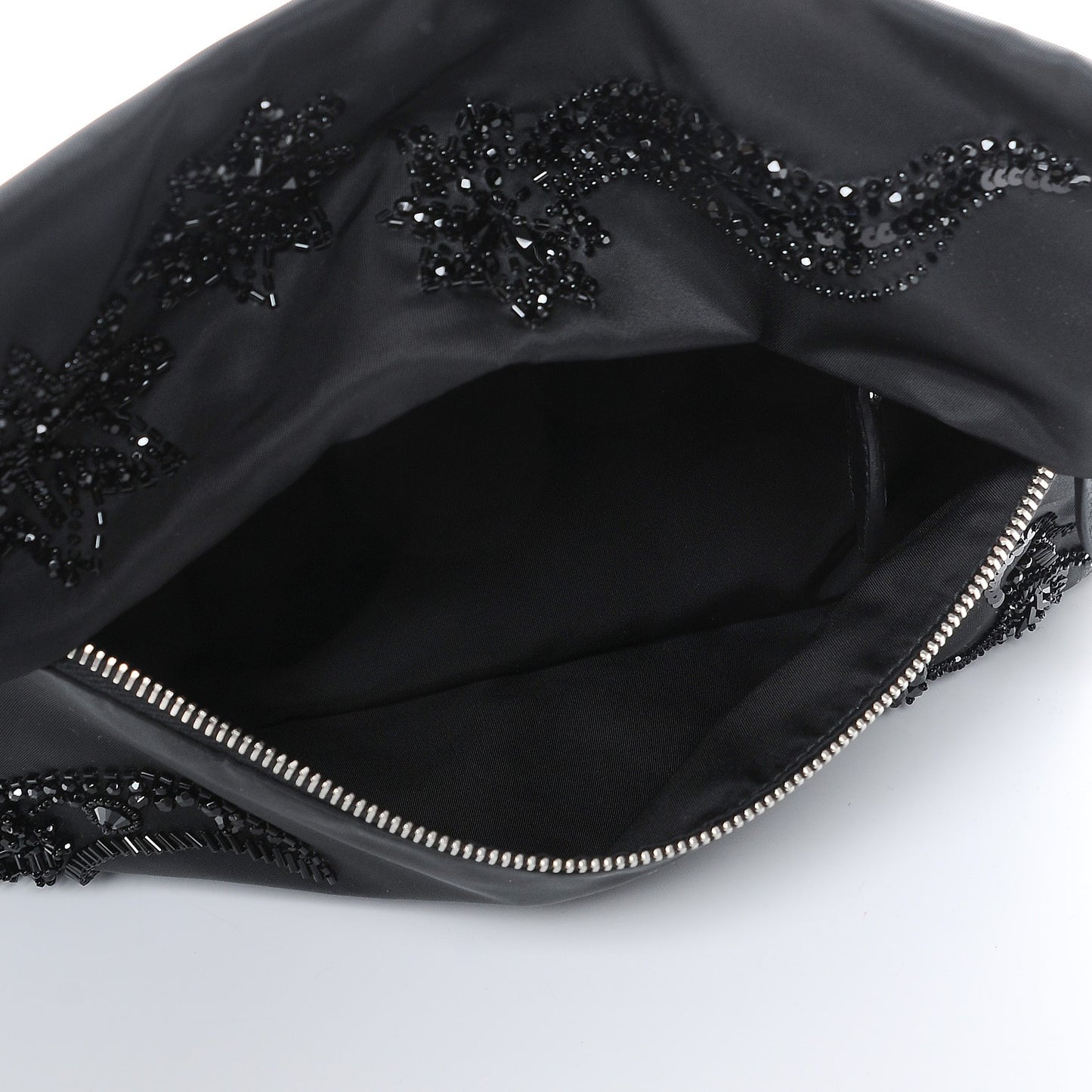 Fabric Sequin Beaded Clutch Black