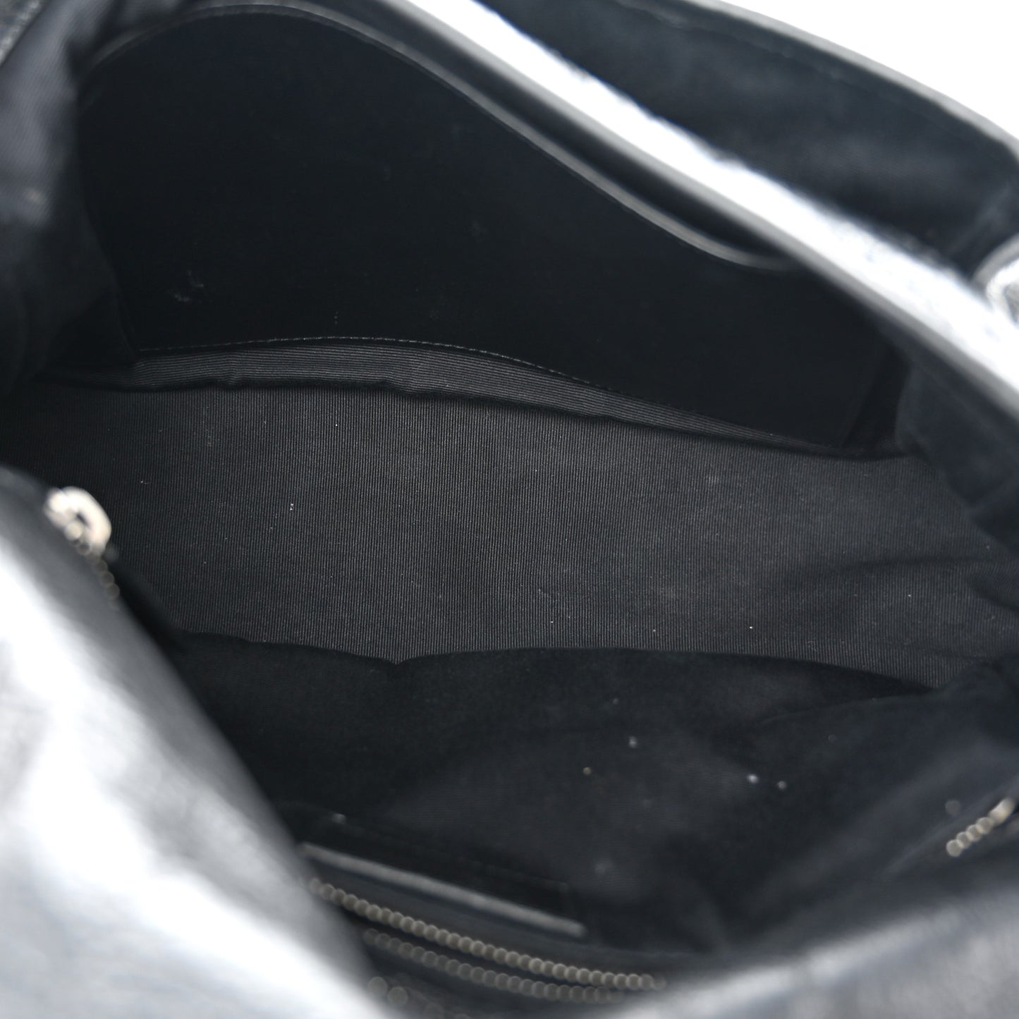 Crinkled Calfskin Matelasse Monogram Medium Niki Chain Satchel Black