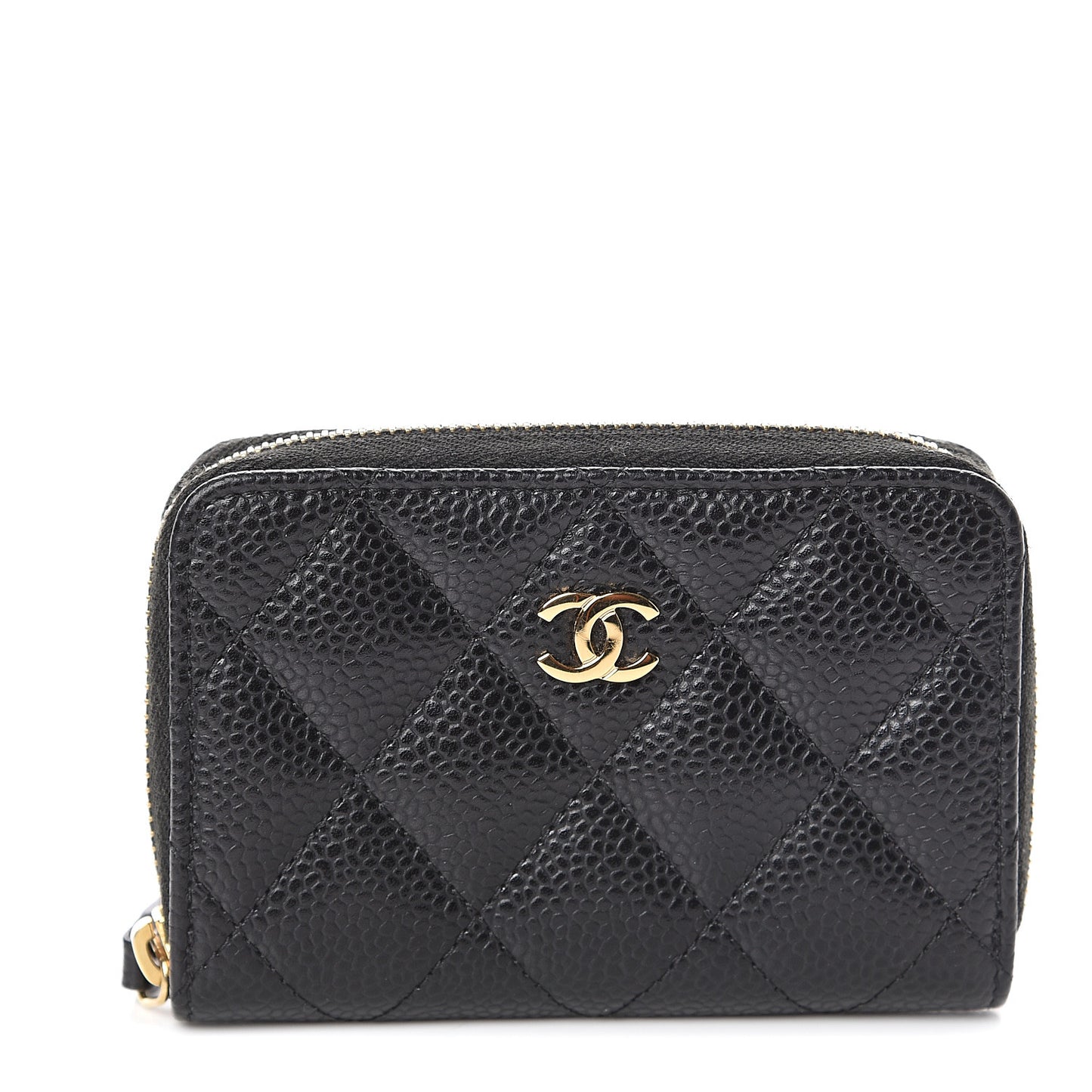 Caviar Quilted Zip Coin Purse Black