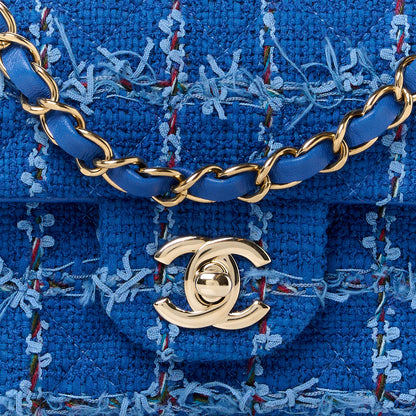 Chanel Tweed Quilted Mini Rectangular Flap Blue Multicolor 9 of 12
