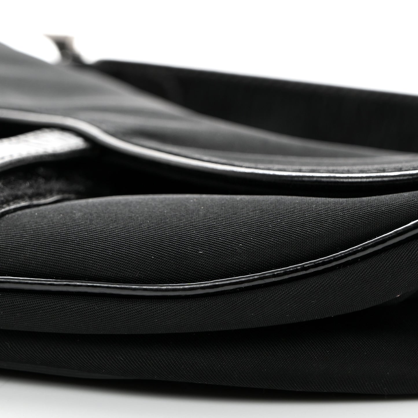 Canvas Patent Calfskin Saddle Bag Black