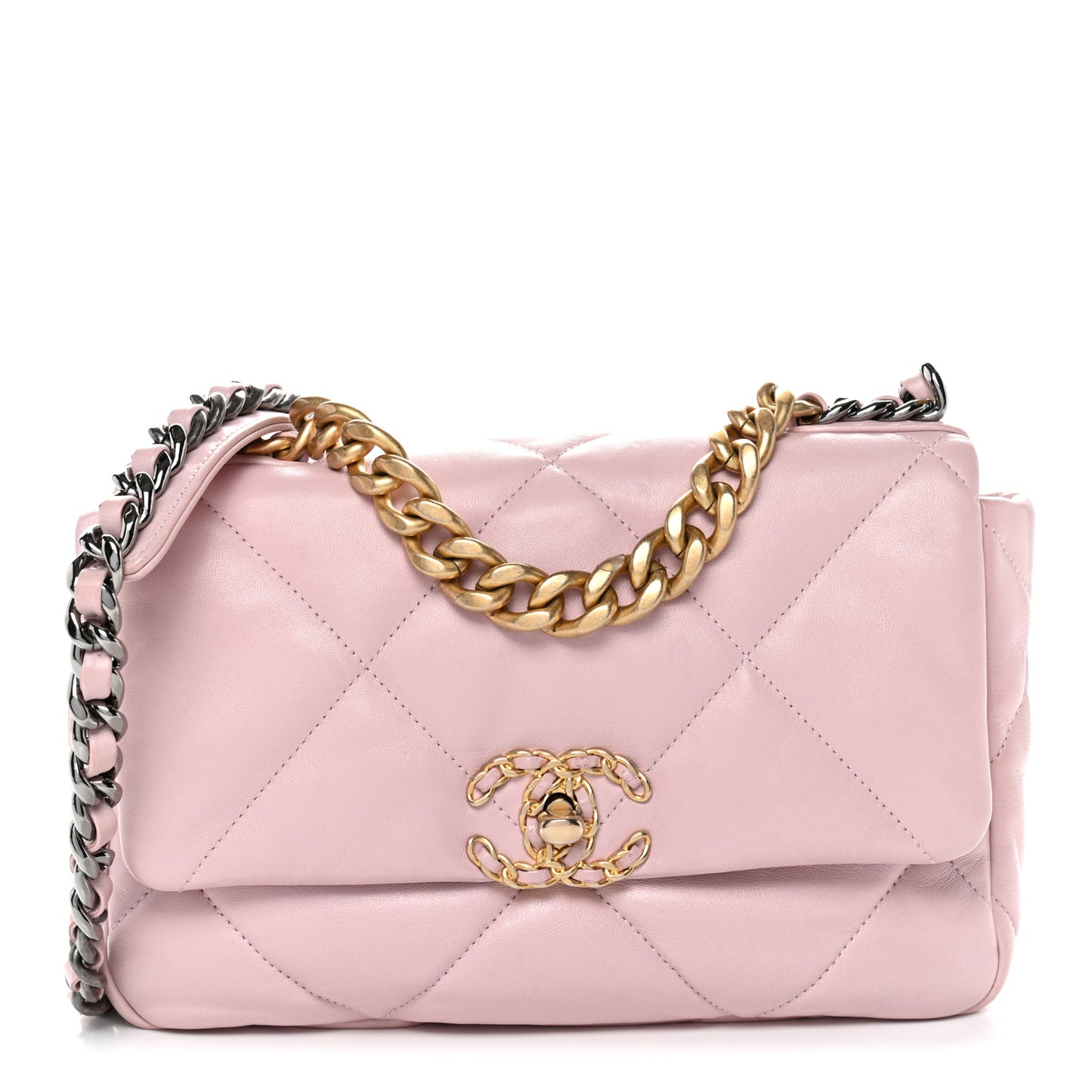 Lambskin Quilted Medium Chanel 19 Flap Light Pink