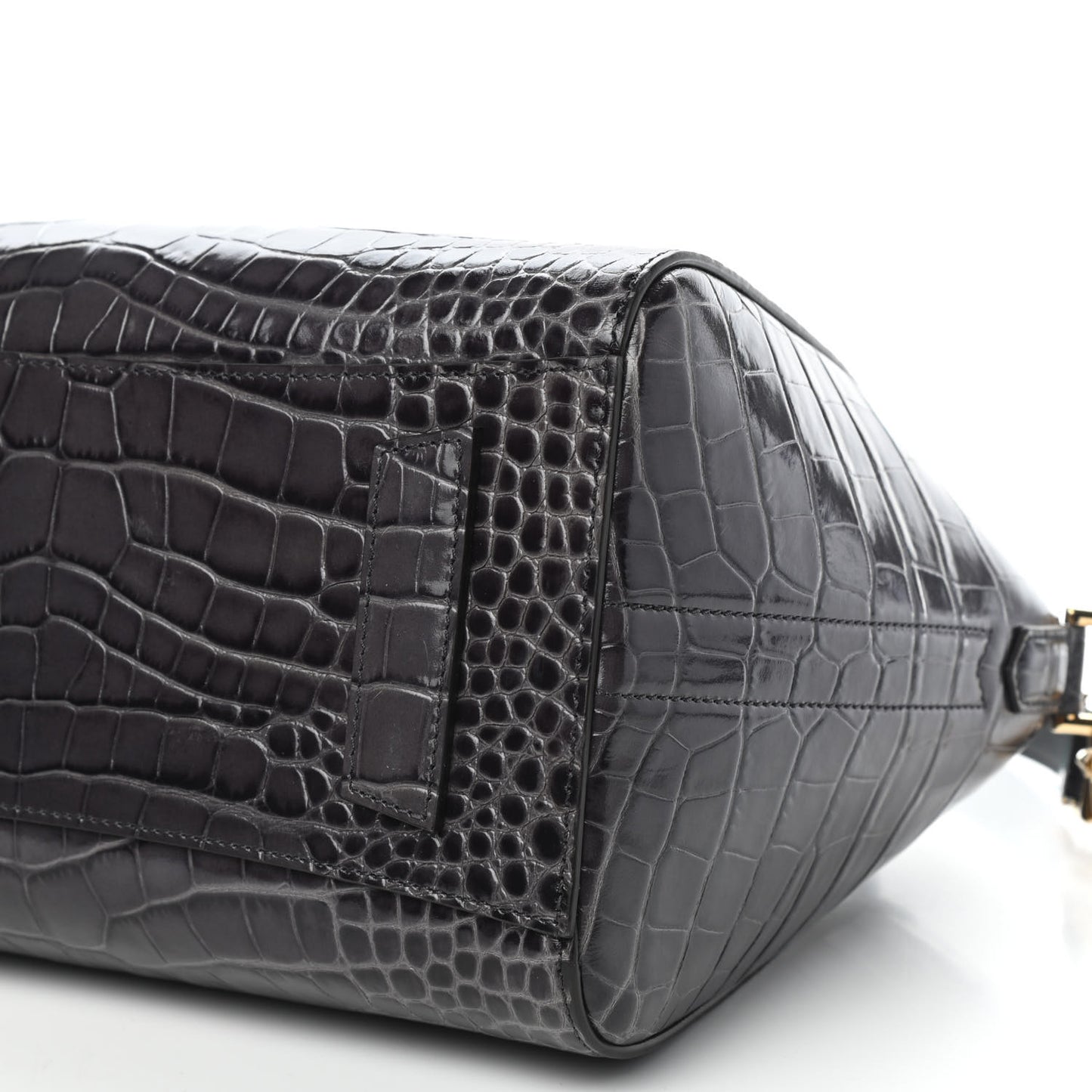Calfskin Crocodile Embossed Small Antigona Storm Grey