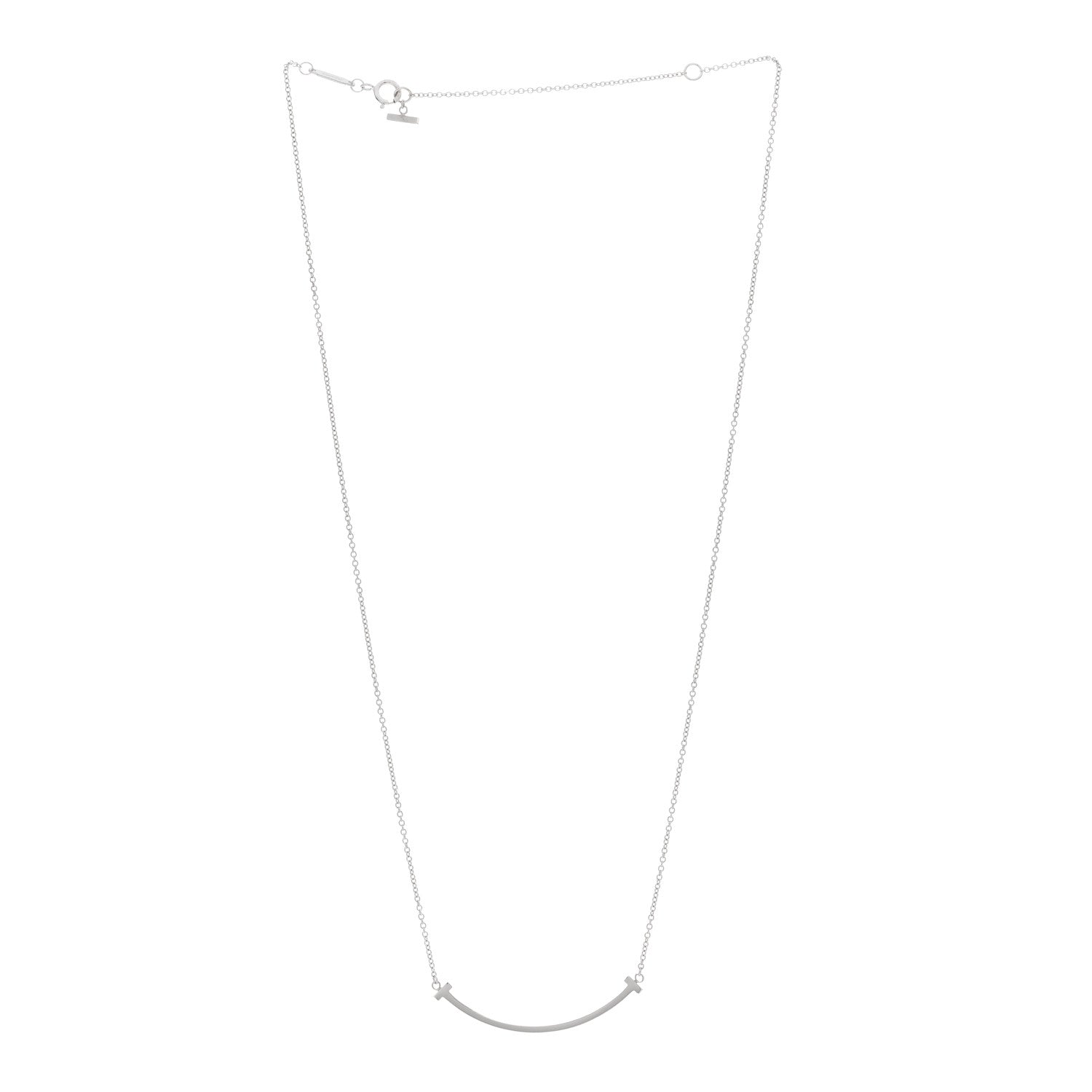 Tiffany 18K White Gold Small T Smile Pendant Necklace 3 of 5