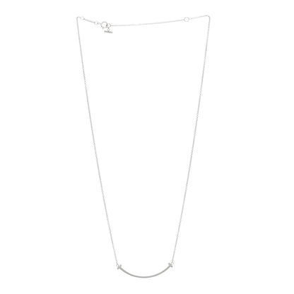 Tiffany 18K White Gold Small T Smile Pendant Necklace 3 of 5