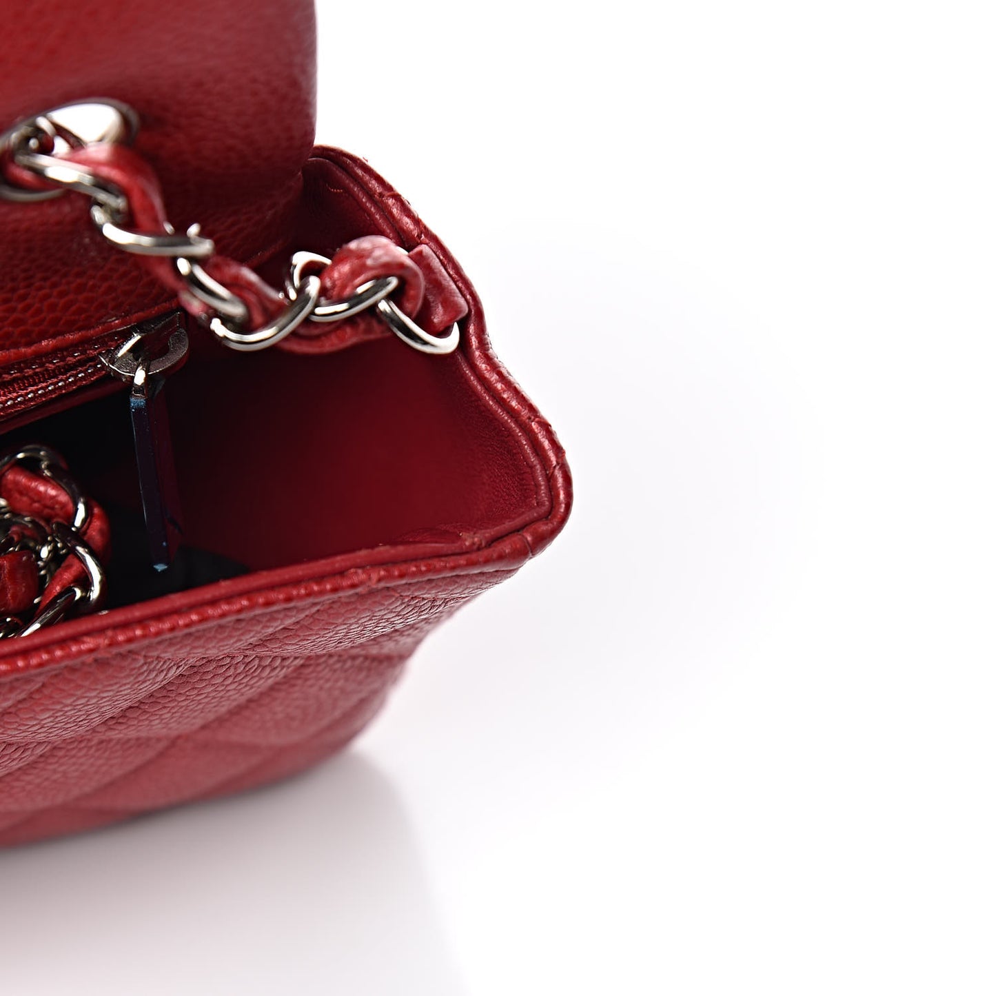 Caviar Quilted Mini Rectangular Flap Red