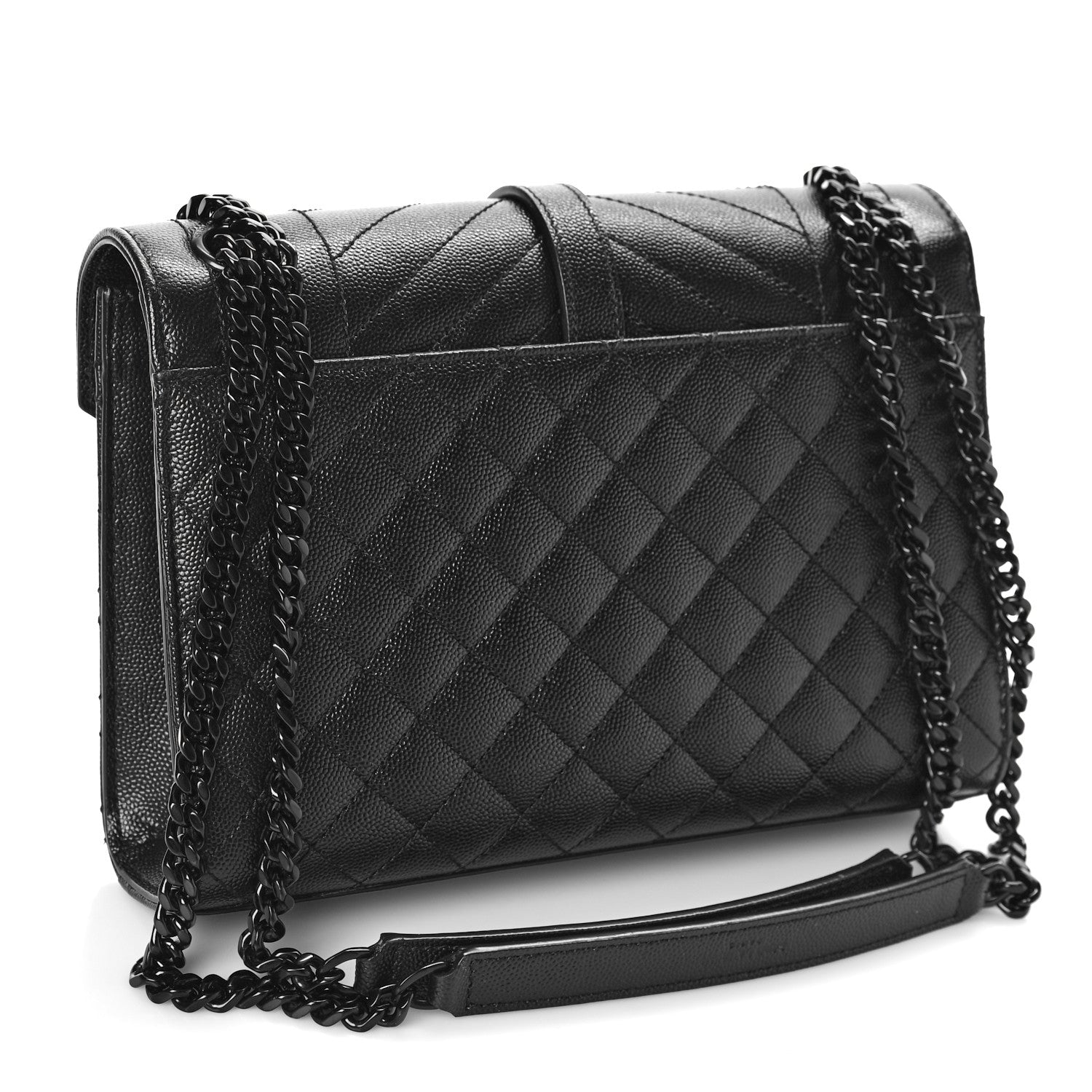 Saint Laurent Grain De Poudre Textured Mixed Matelasse Triquilt Medium Monogram Monochrome Satchel Black 2 of 8