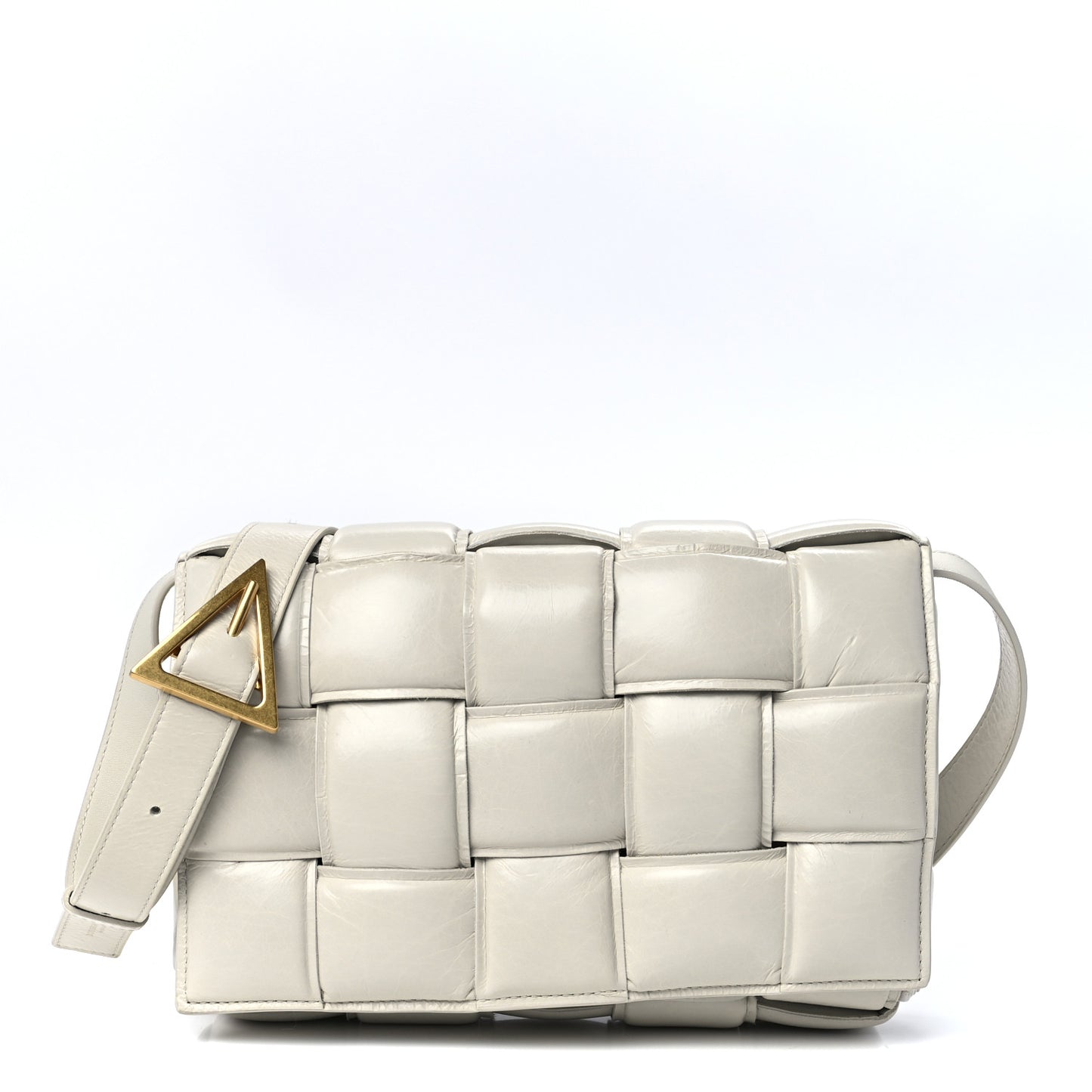 Nappa Maxi Intreccio Padded Cassette Crossbody Bag Chalk