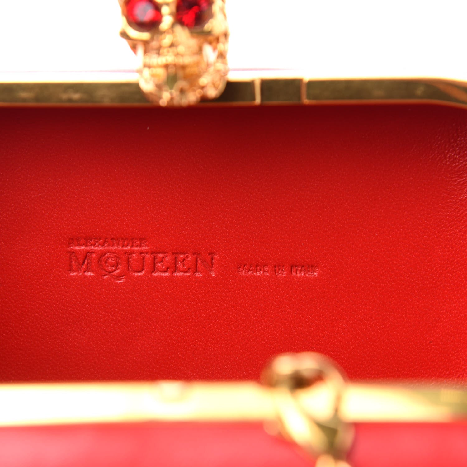 Alexander McQueen Calfskin Dagger Skull Box Clutch Red 6 of 11