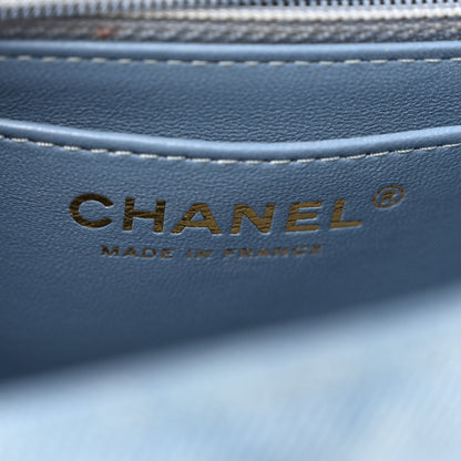 Chanel Printed Denim Quilted Mini Rectangular Flap Light Blue 6 of 11