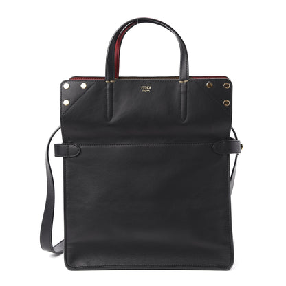 Fendi Vitello Grace Suede Small Flip Tote Black Fragola Marrone 3 of 10