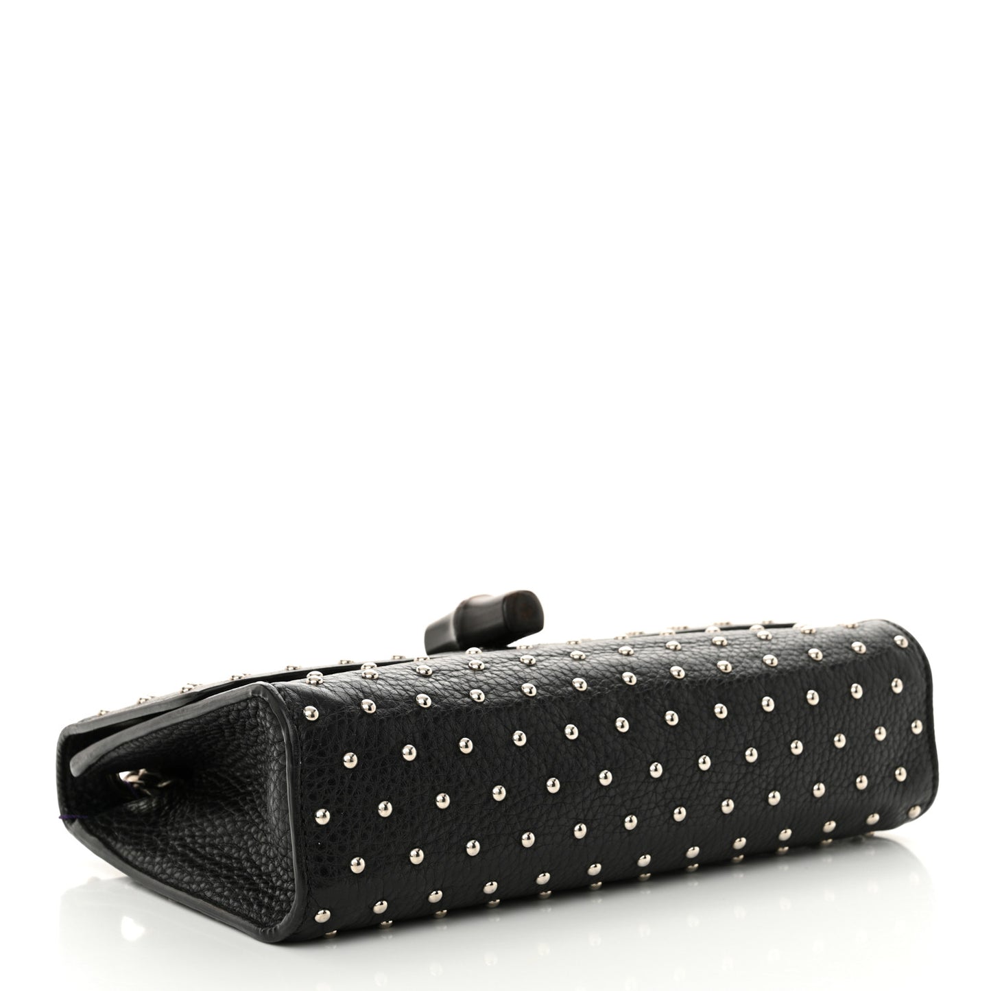 Calfskin Studded Medium Miss Bamboo Shoulder Bag Black