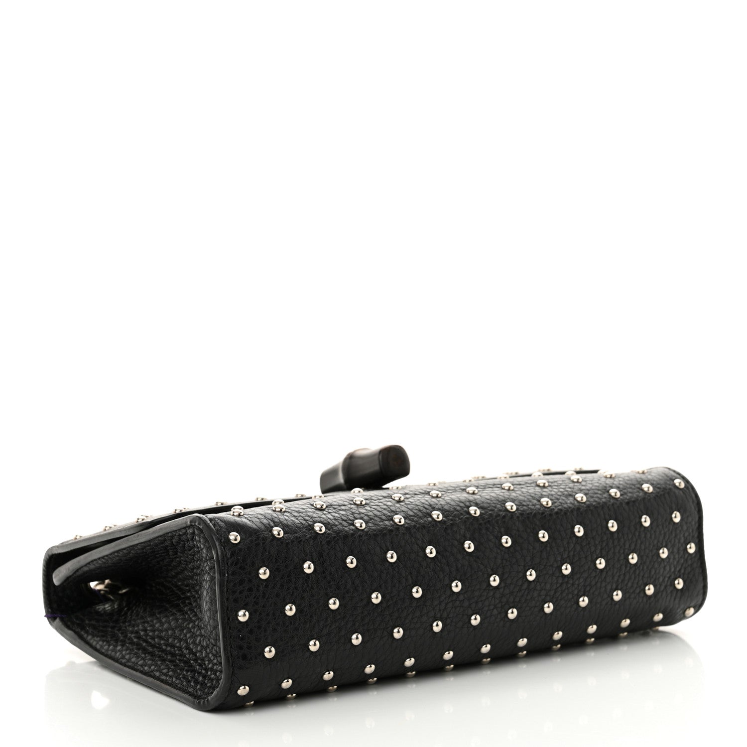 Gucci Calfskin Studded Medium Miss Bamboo Shoulder Bag Black 4 of 13